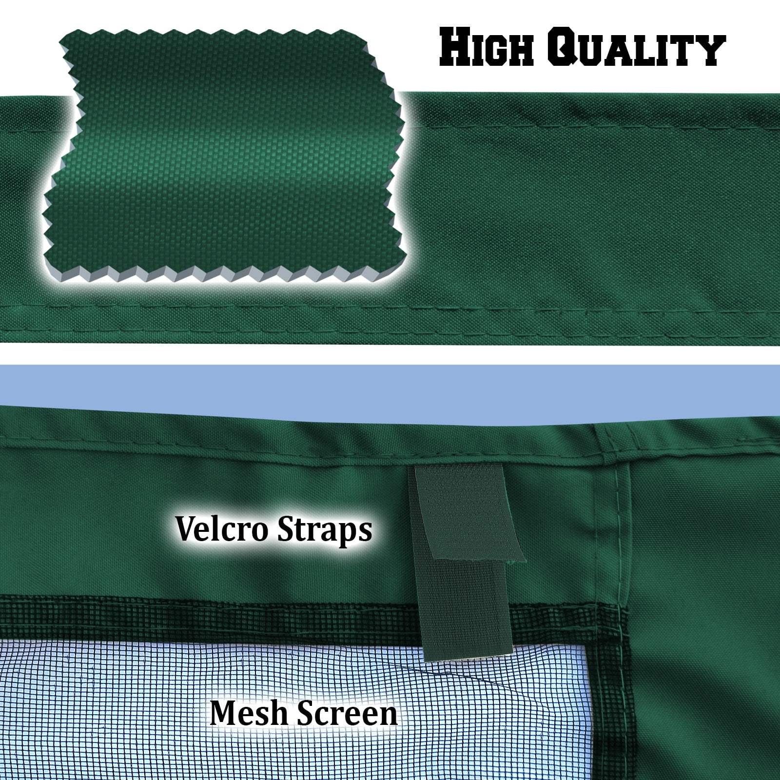 Sunrise 10'Lx6.4'W Replacement Mosquito Netting for 10'x10' Folding Gezebo (Mesh Sidewalls ONLY), w/Zipper, 4 Pack (Green)