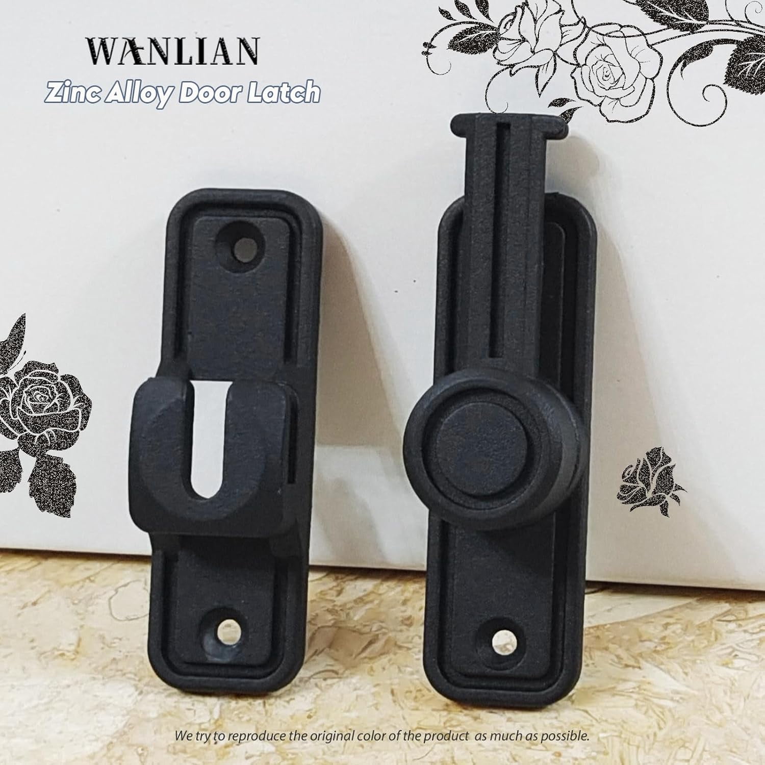 ABCISI 90 & 180 Degree Barn Door Lock, Zinc Alloy Heavy Duty Sliding Door Latch Pocket Door Lock, Home Safety Gate Locks Fit for Garage, Garden, Bathroom, Cabinet