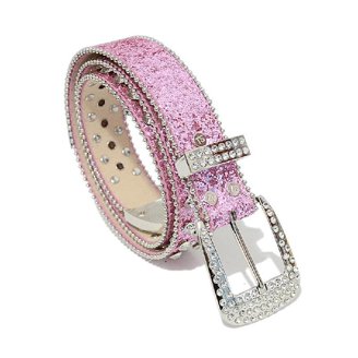 Cowgirl Cowboy Rhinestone-Studded-Buckle Western-Belt for  display picture 1