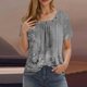 thumbnail image 2 of Camisetas de Cuello Redondo Impreso Gradiente de las Mujeres, Manga Corta Casual Top para el Uso Diario, 2 of 4