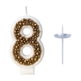 thumbnail image 2 of Ohmyroo 3.54 Inch Gold Macaron Number Candle Elegant Cake Decoration For Holiday Party Celebration, 2 of 6