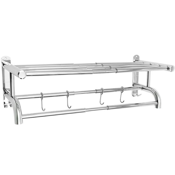 Towel Rack Bathroom Hotel Rail Holder Stainless Steel Wall Mounted Storage Shelf