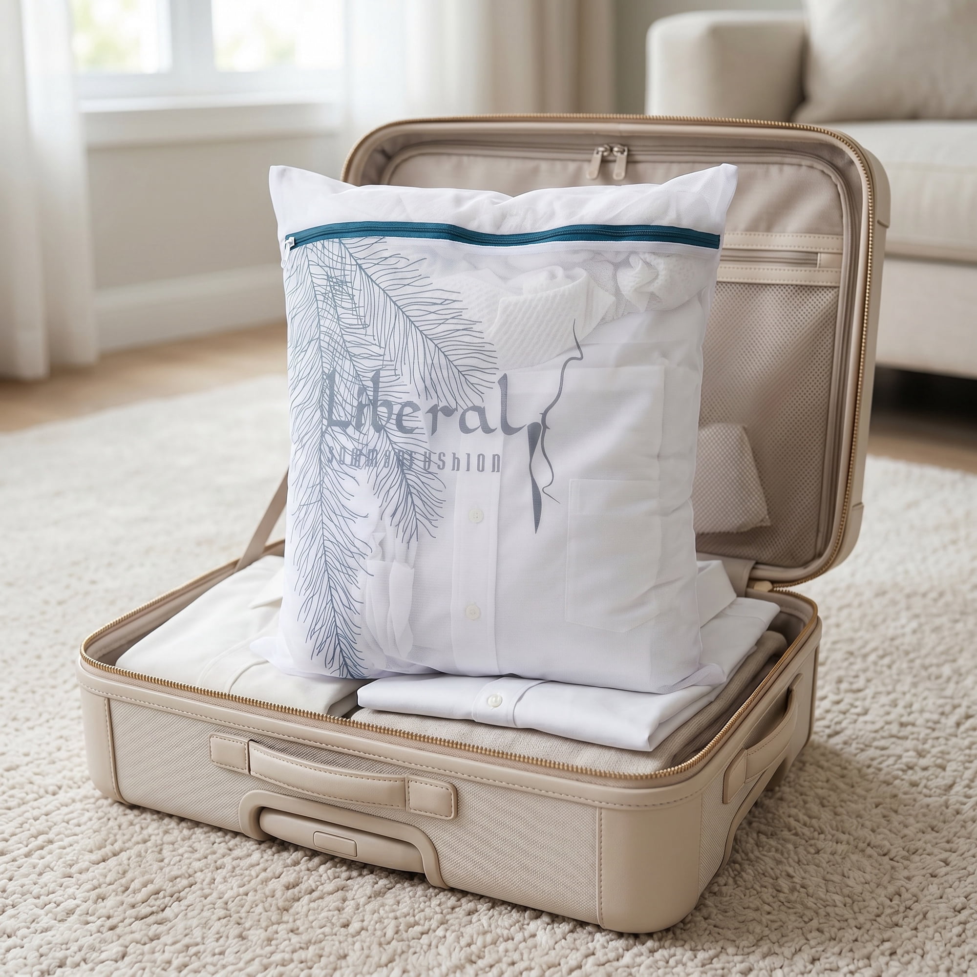 Unique Bargains 2Pcs Mesh Laundry Bags for Delicates Protect Garments White 19.7" x 23.6"