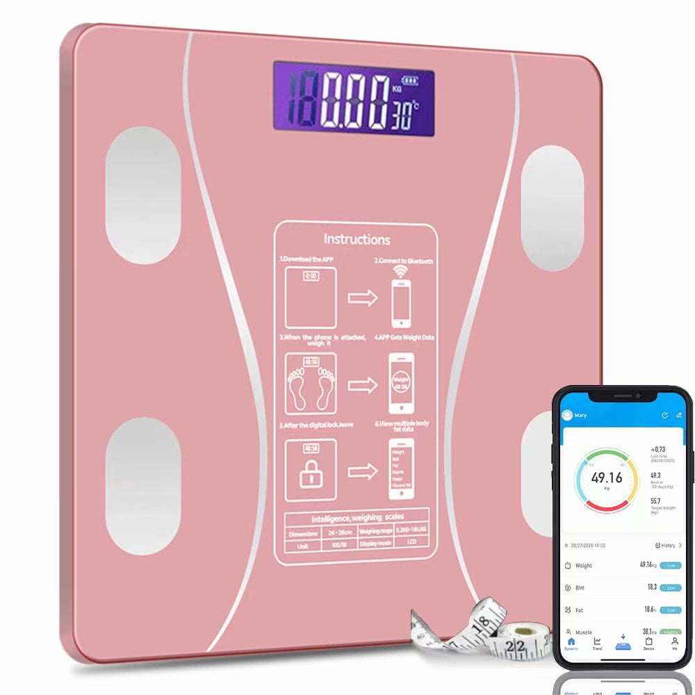 Scale for Body Weight and Fat, Rykyart Touch Screen & App Dual-Mode Scale  with 18
