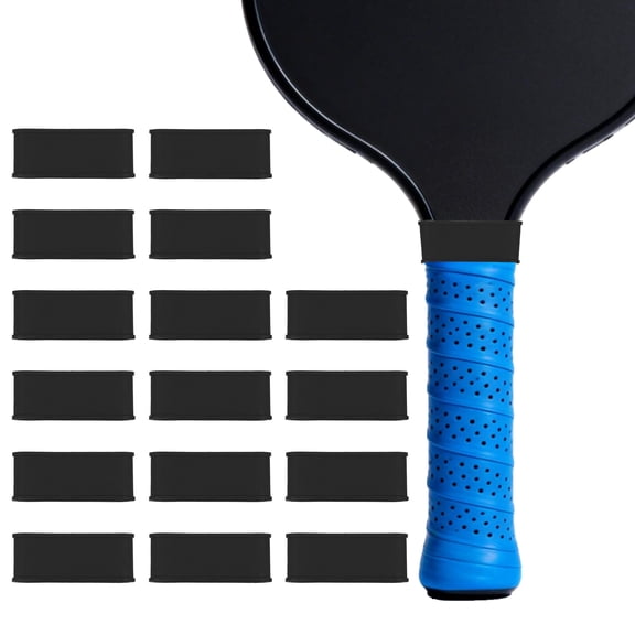 Uxcell Pickleball Paddle Grip Bands, Tennis Racket Grip Tape Grips Bands Handle Silicone Rings for Sports Rackets 16 Pack & Black-Fitting for (Pickleball/Tennis/Squash/Badminton)