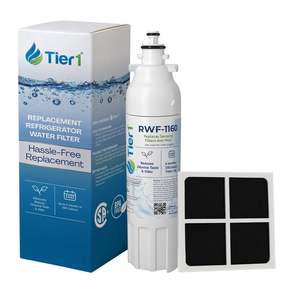 Tier1 RWF1160 ADQ73613401 Refrigerator Water & Air Filter Combo | Replacement for LG LT800P, 46-9490, fl-rf20, LT120F | Up to 6 Months Supply | Easy Install | Odor Control | Great Tasting Water