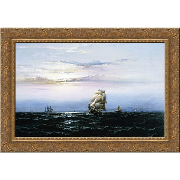 Delaware Bay 24x18 Gold Ornate Wood Framed Canvas Art by James Hamilton