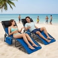 thumbnail image 3 of 5-Position Adjustable Patio Chaise Lounge Chair, Folding Sun Tanning Lounger with Removable Pillow, Side Pocket and Carry Handle for Beach Pool Patio Camping, 3 of 8