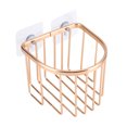 thumbnail image 3 of Portarrollos de papel higiénico de pared redondo dorado con cesta con ventosa para almacenamiento en el baño, 3 of 8