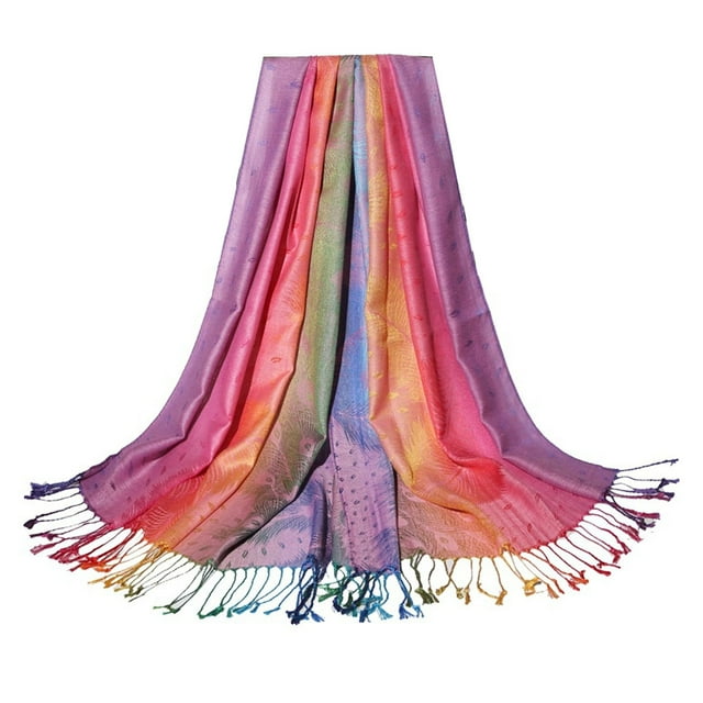 Bufanda de algodón Jacquard, chal de viaje étnico colorido para mujer, bufanda cálida de algodón con borlas para otoño e invierno