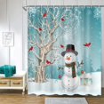 thumbnail image 2 of Winter Snowflake Shower Curtain Merry Christmas Gold Sliver Big Small Snowflake Shower Curtain for Bathroom Winter Holiday Xmas Eve Decor Fabric Bath Curtain 72x72 Inches with Hooks, 2 of 6