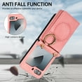 thumbnail image 5 of PU Leather Kickstand Case for Samsung Galaxy Z Flip 7 FE / Z Flip 6, Credit Card Slots & Adjustable Crossbody Strap, Support Magnetic Car Mount, Drop Protective & Elegant Phone Cover, Pink, 5 of 7