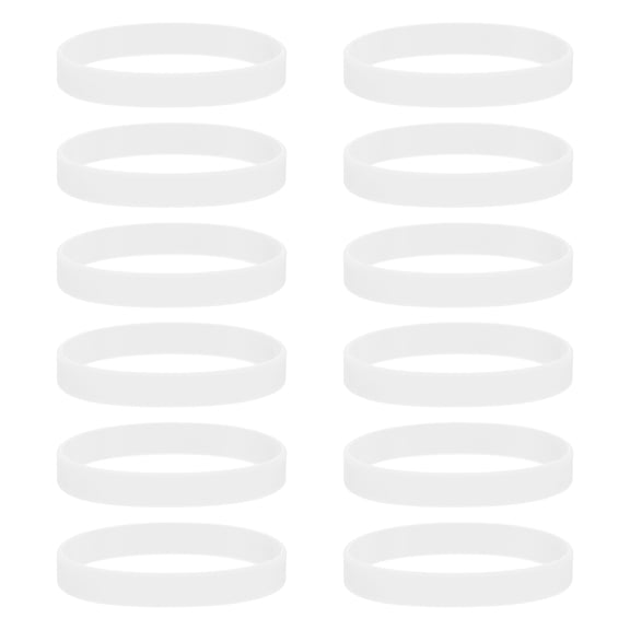 12Pcs Silicone Rubber Bands Non-slip 4 Inch Flat for Books, White