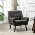thumbnail image 2 of Glavbiku Modern Armchair Linen Upholstered Accent Chair with Black Leg for Indoor,Dark Gray,Adult, 2 of 11