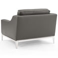 thumbnail image 4 of Armchair Accent Chair, Set of 2, Leather, Steel, Grey Gray, Modern Contemporary Urban Design, Living Lounge Room Hotel Lobby Hospitality, 4 of 4