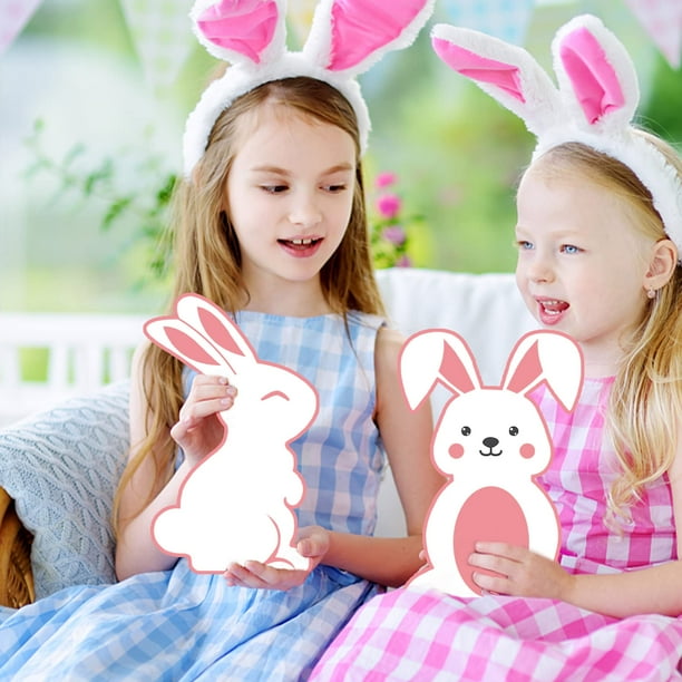 8-Piece Large Easter Bunny Wood Cutouts – 10x6 Inch Unfinished Wood Slices For Painting, DIY Crafts, Spring & Easter Decor (4 Styles)