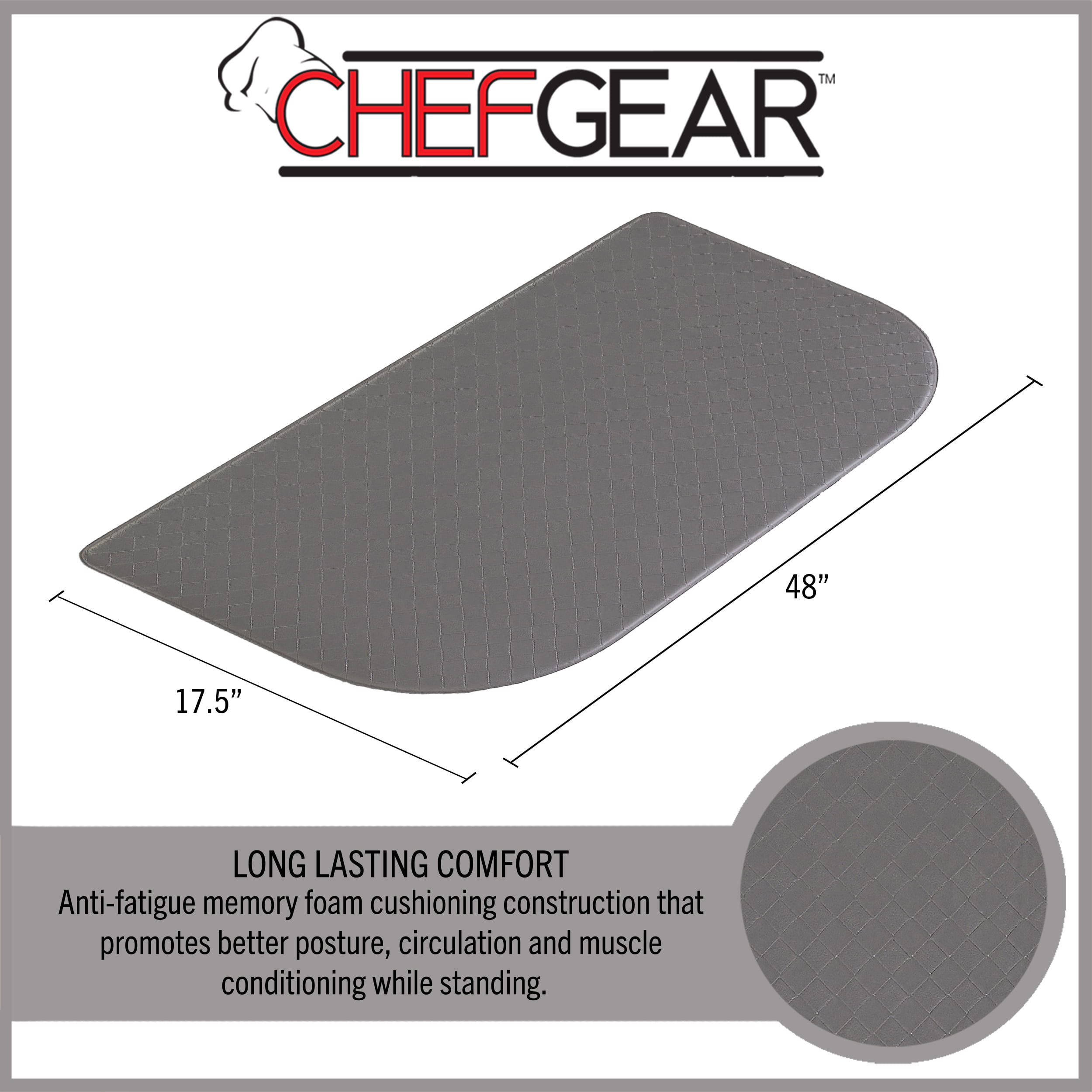 Anti-Fatigue Kitchen Mat, Charcoal, Playa Basketweave Wedge by Chef Gear, 17.5 in. x 48 in.