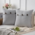 thumbnail image 5 of Phantoscope Farmhouse Triple Button Linen Decorative Throw Pillow, Light Gray, 18" x 18", 2 Pack, 5 of 9