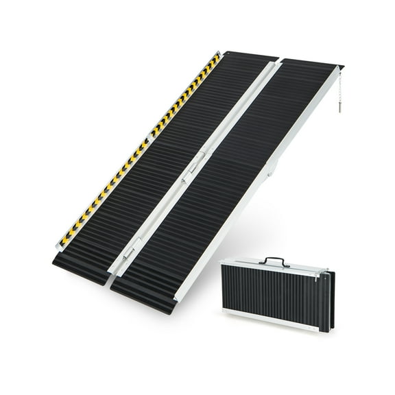 Giantex Portable Wheelchair Ramp 5FT, Non-Slip Aluminum Threshold Ramp, Folding Mobility Scooter Ramp for Home