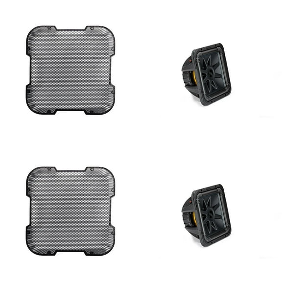 Kicker (2) L7S122 L7S 12" Subwoofer, Dual Voice Coil, 2-Ohm & 52GL712 Grill Bundle