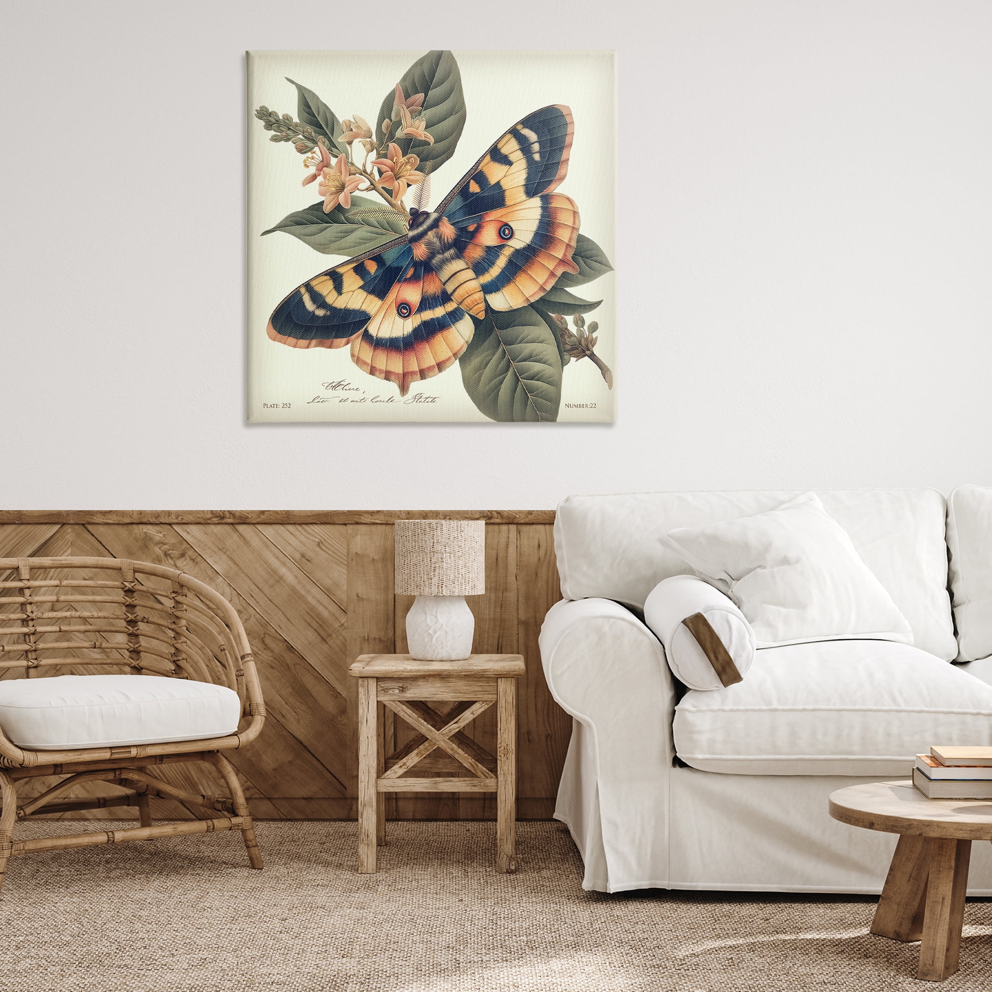 Stupell Industries Detailed Moth & Lilies Animals Painting Wrapped Canvas Art Print Wall Art, 36 x 36