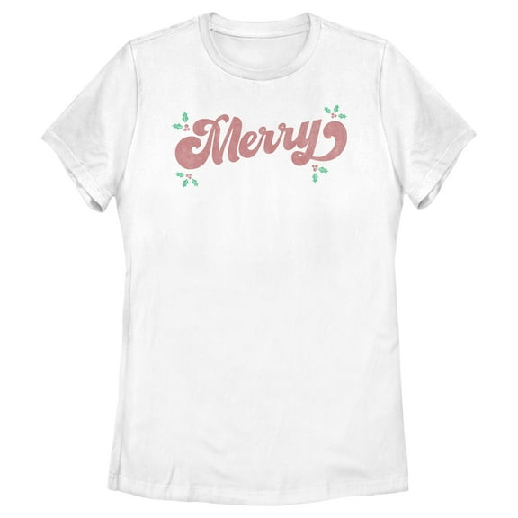 Women's Lost Gods Distressed Merry Graphic Tee White Small