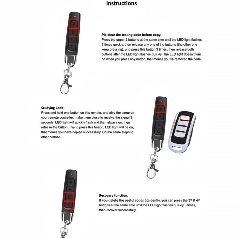 Universal Remote Control Cloner - Easily Duplicate Your Key Fob In Seconds  - 433mhz, Abcd Key, Garage Door Accessories - Temu Austria