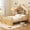 Natural, variant on Harper & Bright Designs Wooden Twin House Bed with Storage Headboard Shelf, Solid Pine Canopy Bed with Guardrails and Removable Fabric Canopy, Natural