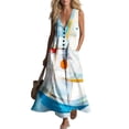 thumbnail image 4 of Zedker Floral Women's Maxi Dresses Sleeveless V Neck Long Dress Beach Sundresses Swing Dress Multicolor M, 4 of 7