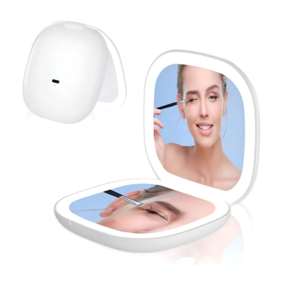 Espejo De Maquillaje Led Bolsillo Portátil Recargable 1x/3x,dos Espejos De Maquillaje, Espejo Portatil Para Bolso
