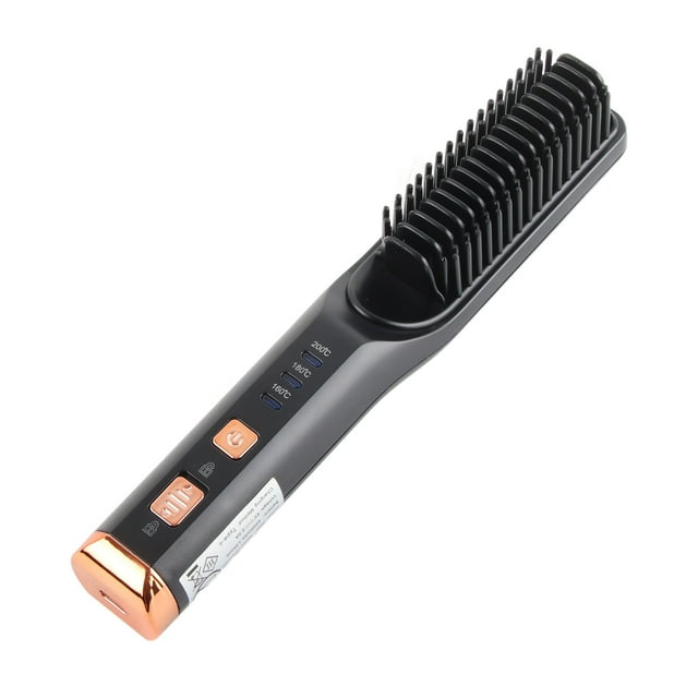 Hair Straightening Brush, Negative Ion Electric Heating Hot Comb, Anti Scald and Auto Off USB Rechargeable Hair Styling Tool for Frizz Free, Shiny Hair