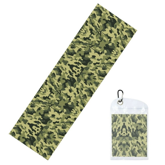 Army Camouflage Pattern Cooling Towel 39.4"X11.8" Ice Sweat Towel Face Cooling Neck Cooler Wraps For Sports