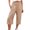 Khaki, variant on Women'S Cotton And Linen Solid Elastic Waist Cropped High Waist Casual Pants Sweatpants