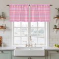 thumbnail image 2 of Pink Orange Blue Stripe Tier Curtains, Modern Abstract Art Striped Farmhouse Light Filtering Kitchen Curtains, 2Pcs Rod Pocket Half Window Treatments Panels for Sink Cafe Cabinet Camper 27.5x36In, 2 of 9