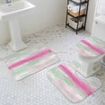 thumbnail image 3 of Abstract Sunset Bathroom Rugs Set Pink Green White Gradient Modern Oil Painting Non Slip Absorbent Soft Bath Mats 3 Piece Set with Bathroom Rug, U-Shaped Floor Mat, Toilet Seat Cover Large Size, 3 of 9