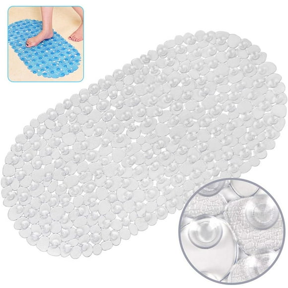 Shower mats, non-slip pebble mat bath mat, bathtub mat shower insert with drain holes and suction