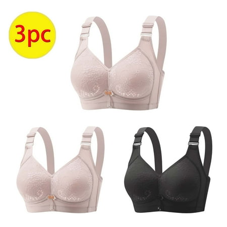GERsome Womens Push Up Everyday Bras Comfortable Wireless Underwear Full Coverage V Neck Seamless Bra Smooth Brassiere Wire Free Basic Bras Pack of 3 Assorted Color 2Purple/Black XXL