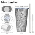 thumbnail image 4 of 16oz Tumblers Halloween Spider Web Pattern Stainless Steel Vacuum Insulated Double Wall Travel Tumbler Cups Mug with Lid and Straw,Cleaning Brush for Coffee,Tea, 4 of 4