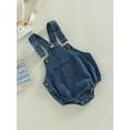 thumbnail image 3 of Cenuakty Baby Denim Romper, Sleeveless Solid Button Closure Bodysuit with Pocket for Girls Boys, 3 of 8