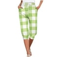 thumbnail image 3 of QATAINLAV Plaid Capri Pants for Women Casual Drawstring Knee Length Sweatpants High Waisted Yoga Joggers Short Pants with Pockets Green XL, 3 of 7