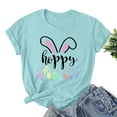 thumbnail image 2 of Easter Women Short Sleeve Shirts Casual Round Neck Cute Print Tee Summer Lightweight Pullover Tops (3XL, B Light Blue), 2 of 3