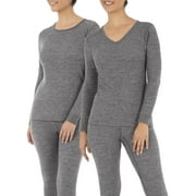 Fruit of the Loom Women's Long Underwear Waffle Crew and V-Neck Thermal Top, 2-Pack