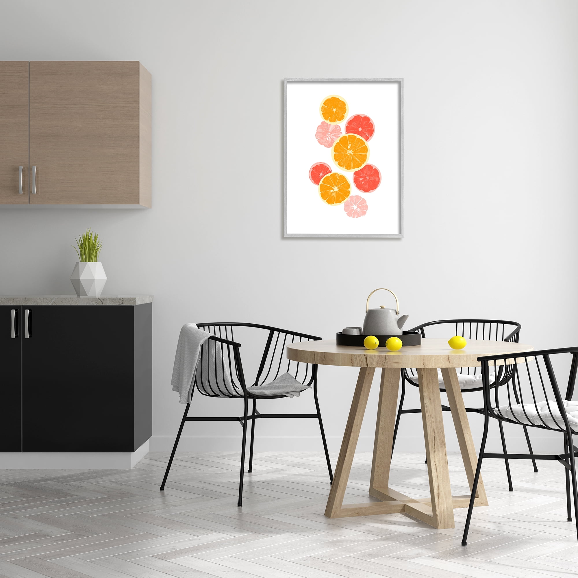 Stupell Industries Mixed Citrus Fruit Slices Casual Summer Kitchen Graphic Art Gray Framed Art Print Wall Art, Design by Emma Caroline