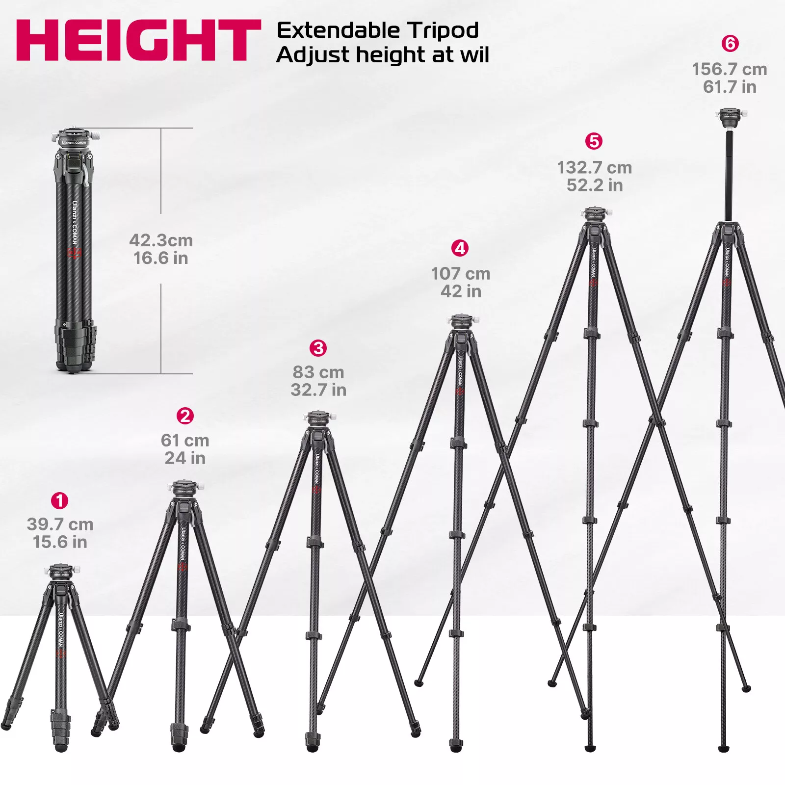 Ulanzi 3028 Zero Y Lightweight Travel Tripod for DSLR Camera - Lightweight, Versatile, and Durable
