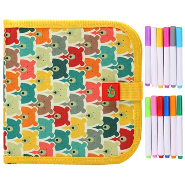Toddler Toys Erasable Book Doodle Set For Kids,Reusable Magic Drawing Book For Kids With 12 Watercolor Pens 14 Page Drawing,Road Trip Car Game Writing Painting Set For Boys And Girls (Car Kids