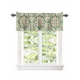 thumbnail image 2 of Kitchen Cafe Valance Curtain for Small Windows,Abstract Pink Green Flower Texture Rod Pocket Short Valances Retro Stripe Floral on Flax Window Treatment Panel for Living Room/Bedroom/Bathroom,42x12in, 2 of 9