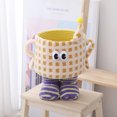 thumbnail image 4 of Cesta tejida con cuerda de algodón organizador de juguetes con cabeza de taza de té para sala de estar habitación de niños, 4 of 6