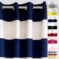 thumbnail image 2 of DriftAway Chris Vertical Striped Pattern Linen Blend Lined Thermal Insulated Blackout and Room Darkening Rod Pocket Back Tab Linen Curtains for Farmhouse Printed 2 Panel 52 by 54 Inch Dark Blue, 2 of 5