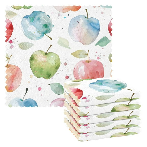 6 Pieces of Kitchen Towels 11x11Inch Kitchen Dish Cloths Kitchen Dish Towels Reuseable Cleaning Cloths Big Coloured Apple