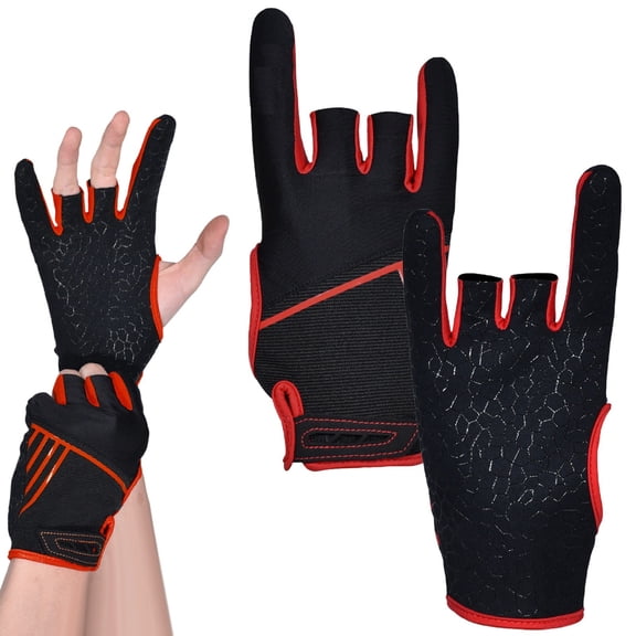 Bowling Gloves For Men & Women Non Wear & Absorbent Glove For Indoor Tenpin Bowling Gloves Sports Gloves Mittens Bowling Accessories Breathable Comfort Fit For Casual & Recreational Sports,(Red,L)